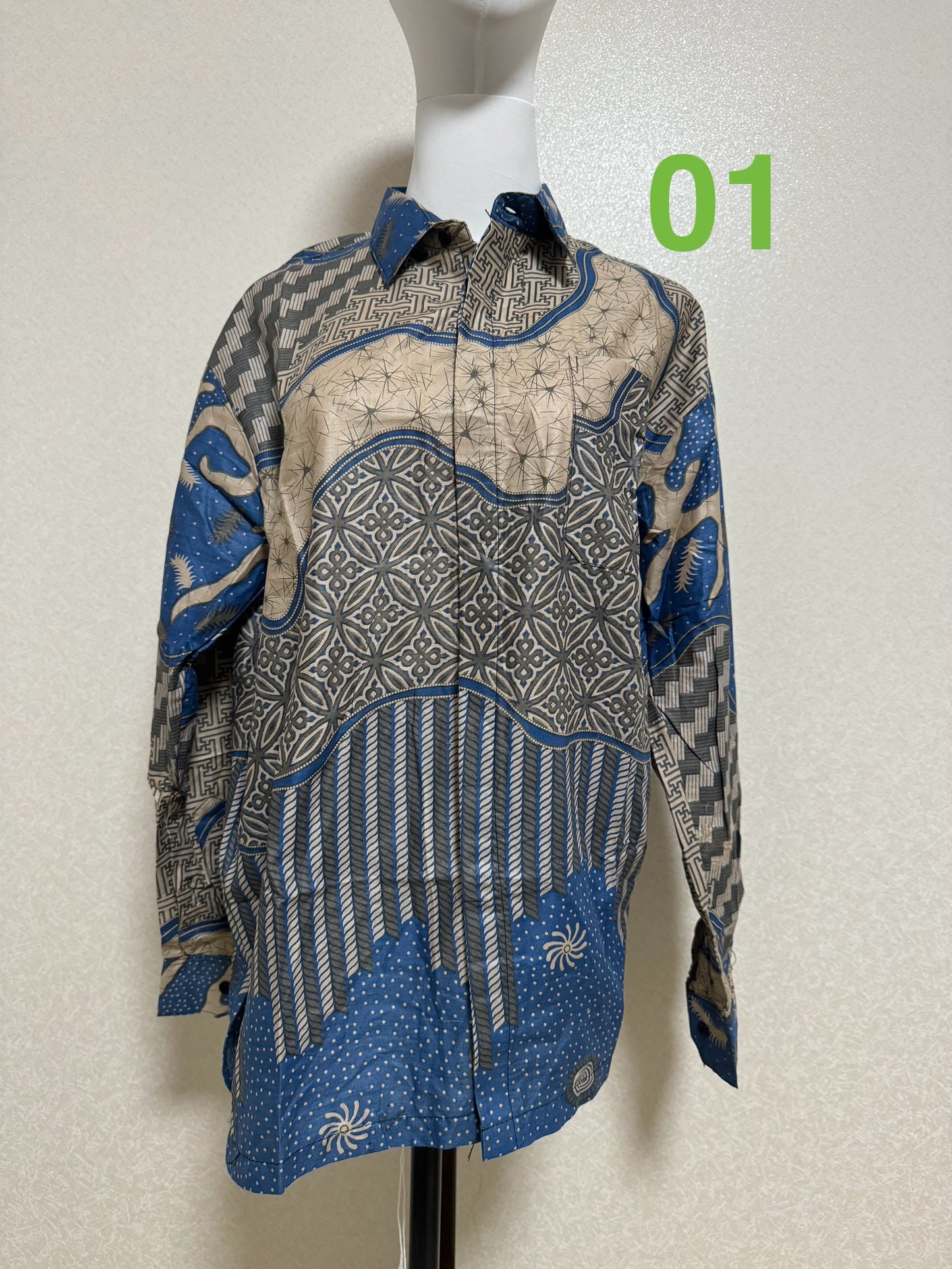 Kemeja Batik Cowo Lengan Panjang Size L