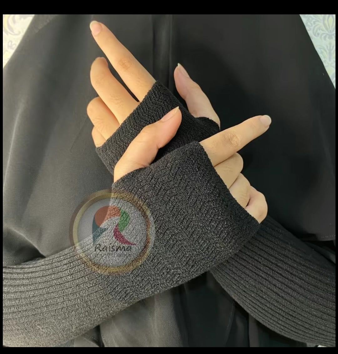 Handsock Rajut Manset Polos Kait Cincin