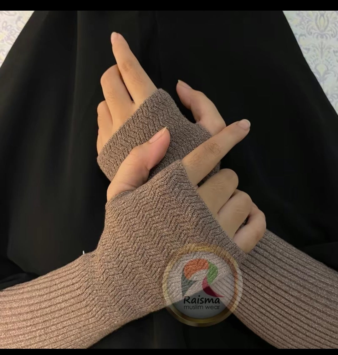Handsock Rajut Manset Polos Kait Cincin